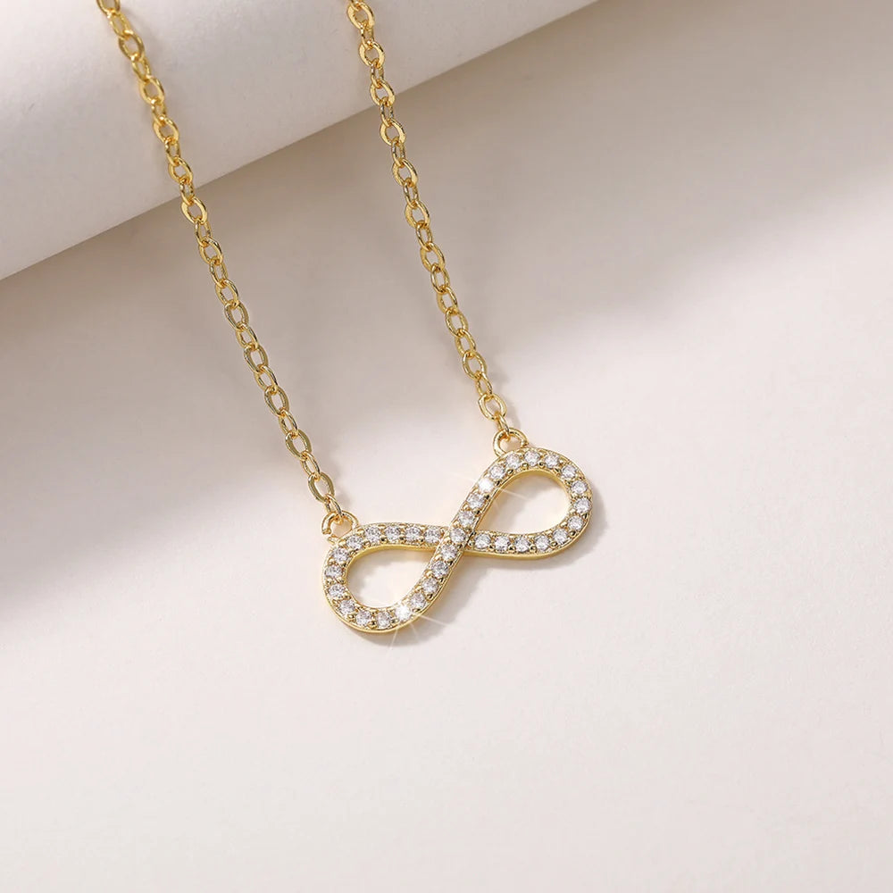 Huitan Infinity Figure 8 CZ Pendant Necklace | Wedding Jewelry Pendant Necklace Axl