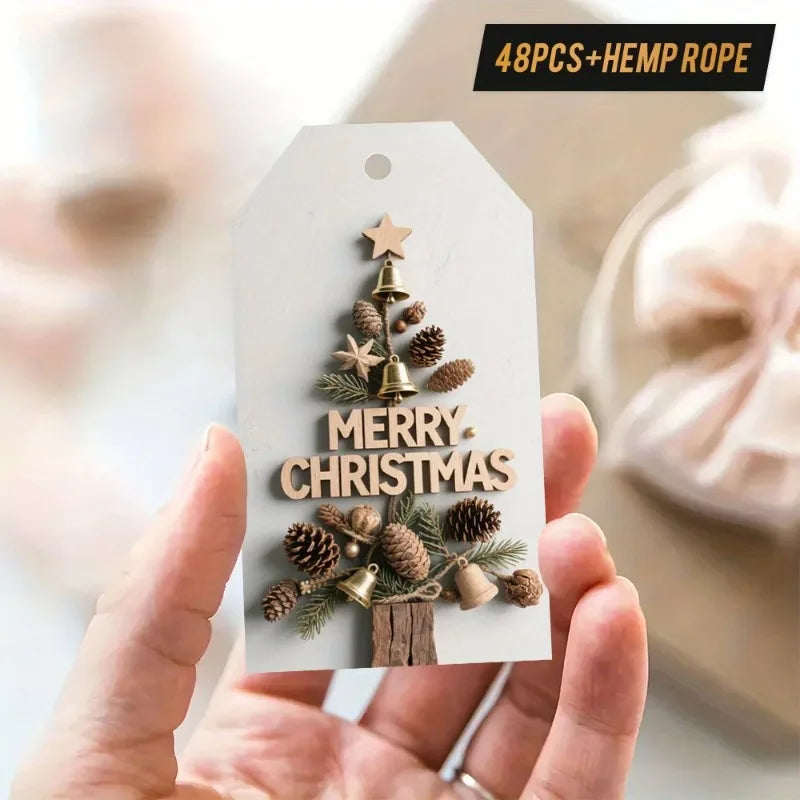 48 Christmas Gift Tags with Jute Twine – Vintage Xmas Design Christmas Gift Tags Axl