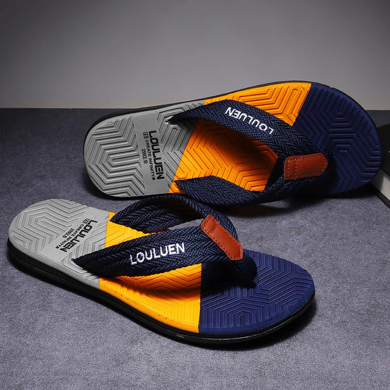 YBQJOO Men's Non-Slip Beach Flip Flops | EVA Casual Slippers Men's Flip Flops Axl Blue 39