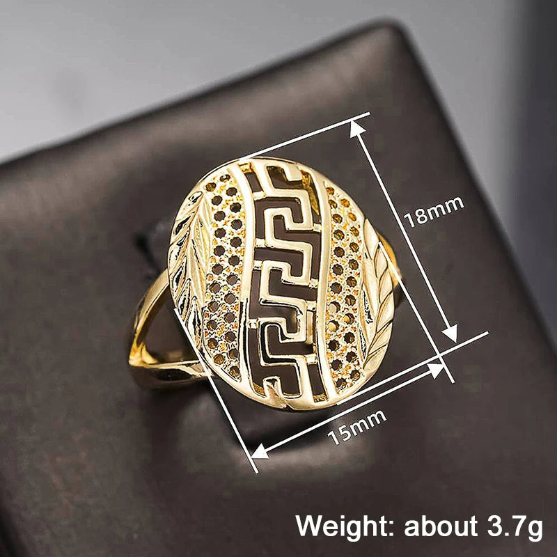 Huitan Gold Hollow-Out Bohemian Ring for Women | Sizes 5–14 Fashion Ring Axl