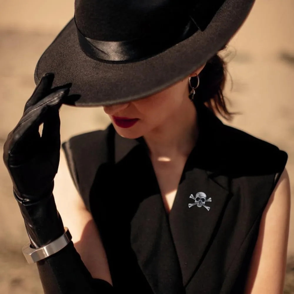 4-Pack Gothic Punk Crossbones Alloy Brooch Pin Set | Unisex Gothic Brooch Set Axl