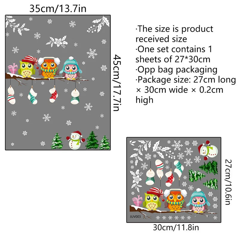 Branch Owl Snowflake Christmas Wall & Window Stickers Decal Wall Sticker Decal Axl