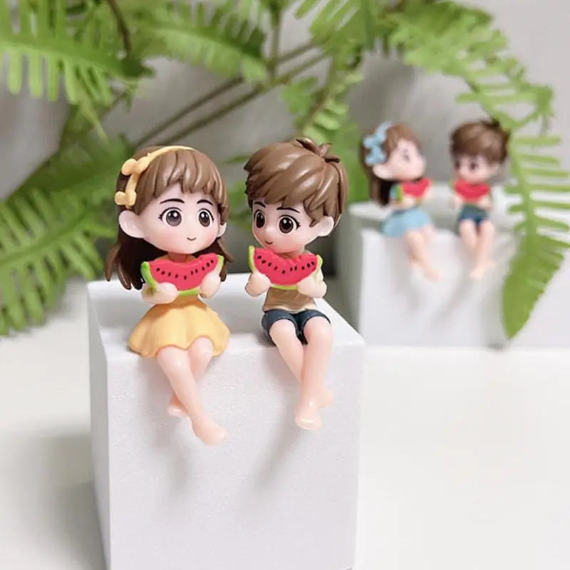 Watermelon Couple Figurines – Miniature Car & Garden Ornament Couple Figurine Set Axl