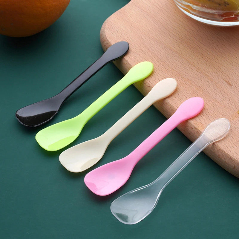 100 Mini Plastic Spoons – Dessert, Ice Cream & Party Spoons Disposable Party Spoons Axl