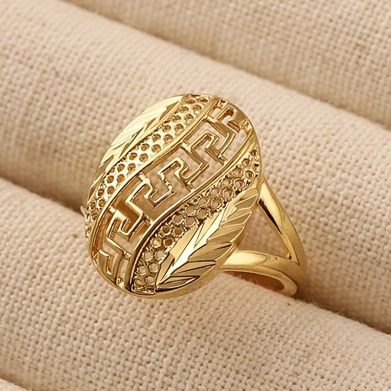Huitan Gold Hollow-Out Bohemian Ring for Women | Sizes 5–14 Fashion Ring Axl