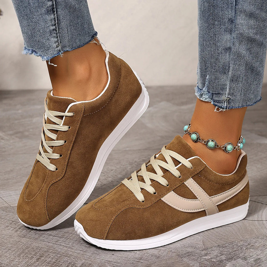 Women's Breathable Flat Trainers – Casual Lace-Up, Plus Size Women's Flat Trainers Axl