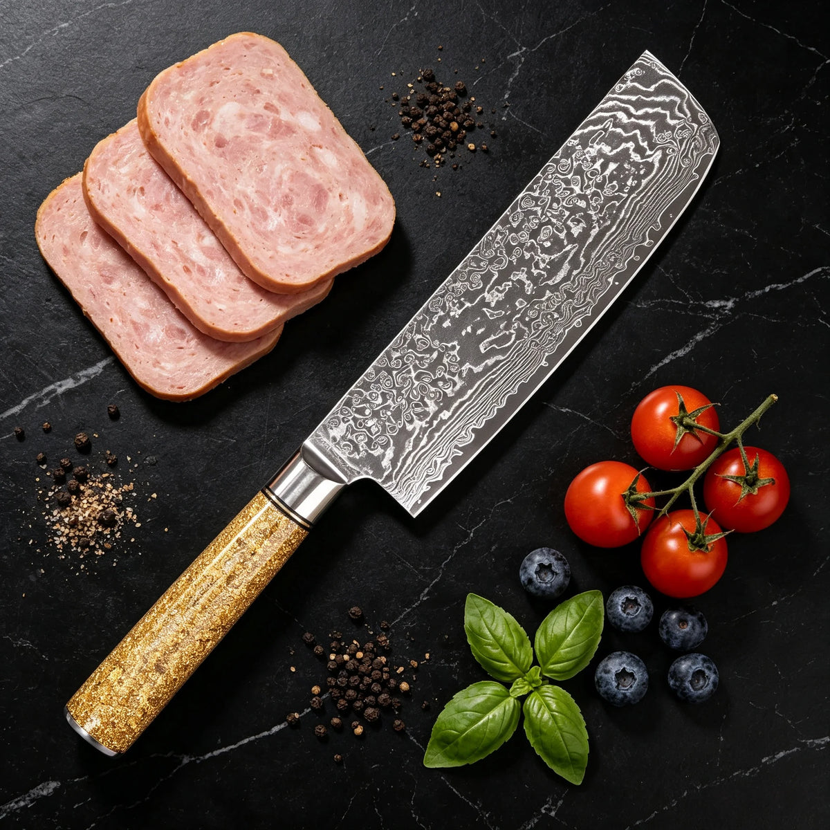 67-Layer Damascus Steel Japanese Nakiri Chef Knife Damascus Kitchen Knife Axl