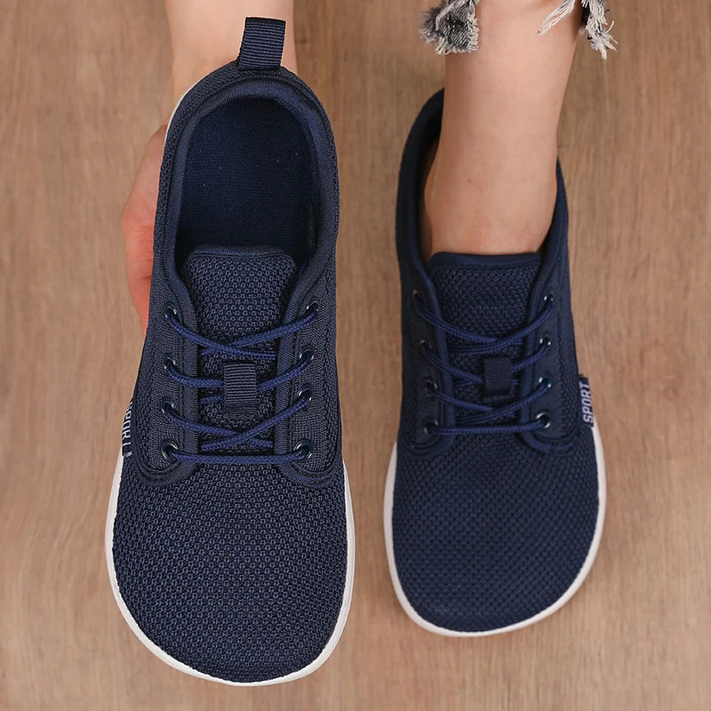 Women's Wide Toe Mesh Knit Sneakers – Breathable Walking Shoes Mesh Knit Sneakers Axl Navy blue 37