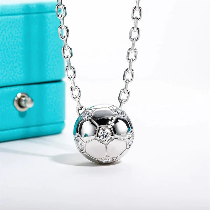 Huitan Football Pendant Necklace – Cubic Zirconia Sport Jewelry Pendant Necklace Axl