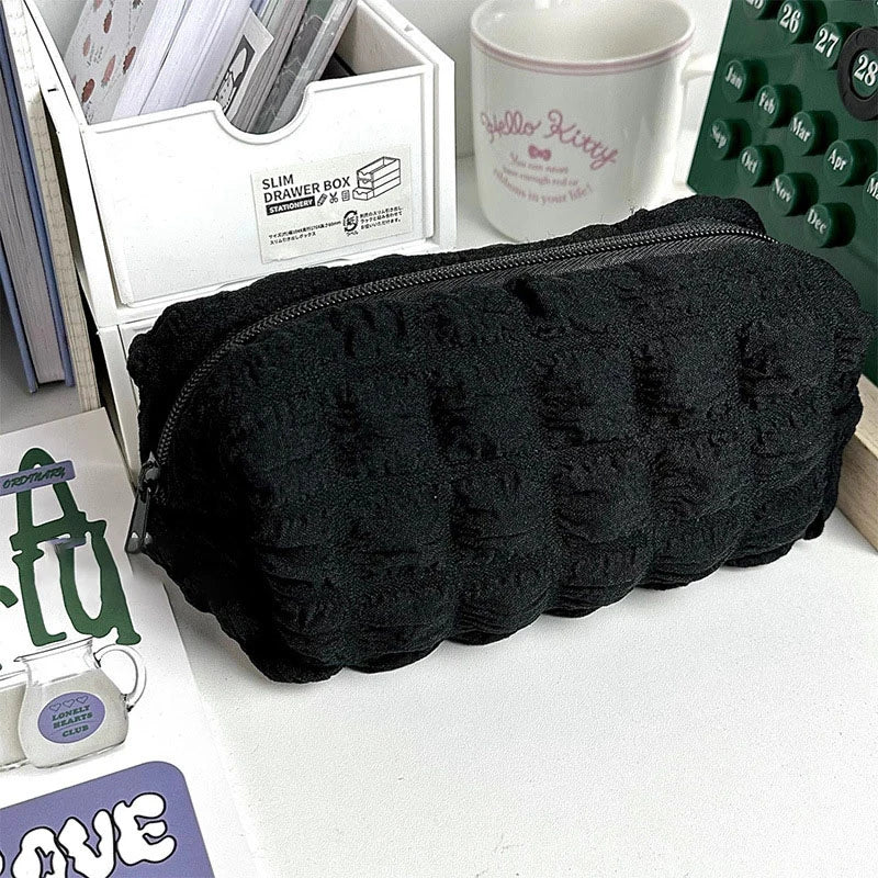 Pillow Pencil Case – Large Capacity Polyester Cosmetic Bag Pencil Case Pouch Axl Black