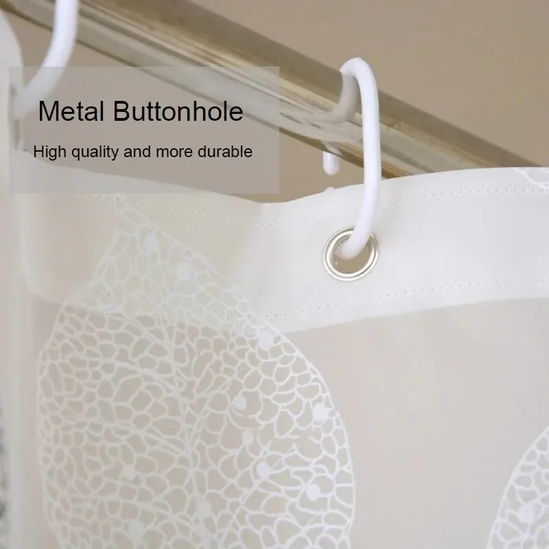 PEVA Waterproof Shower Curtain – Leaf Pattern & Rust-Proof Hooks Shower Curtain Axl