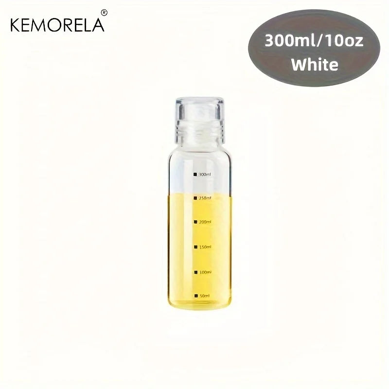 KEMORELA Glass Oil Bottle with Scale 300/450/600ml | Kitchen Glass Oil Dispenser Axl 300ml-White