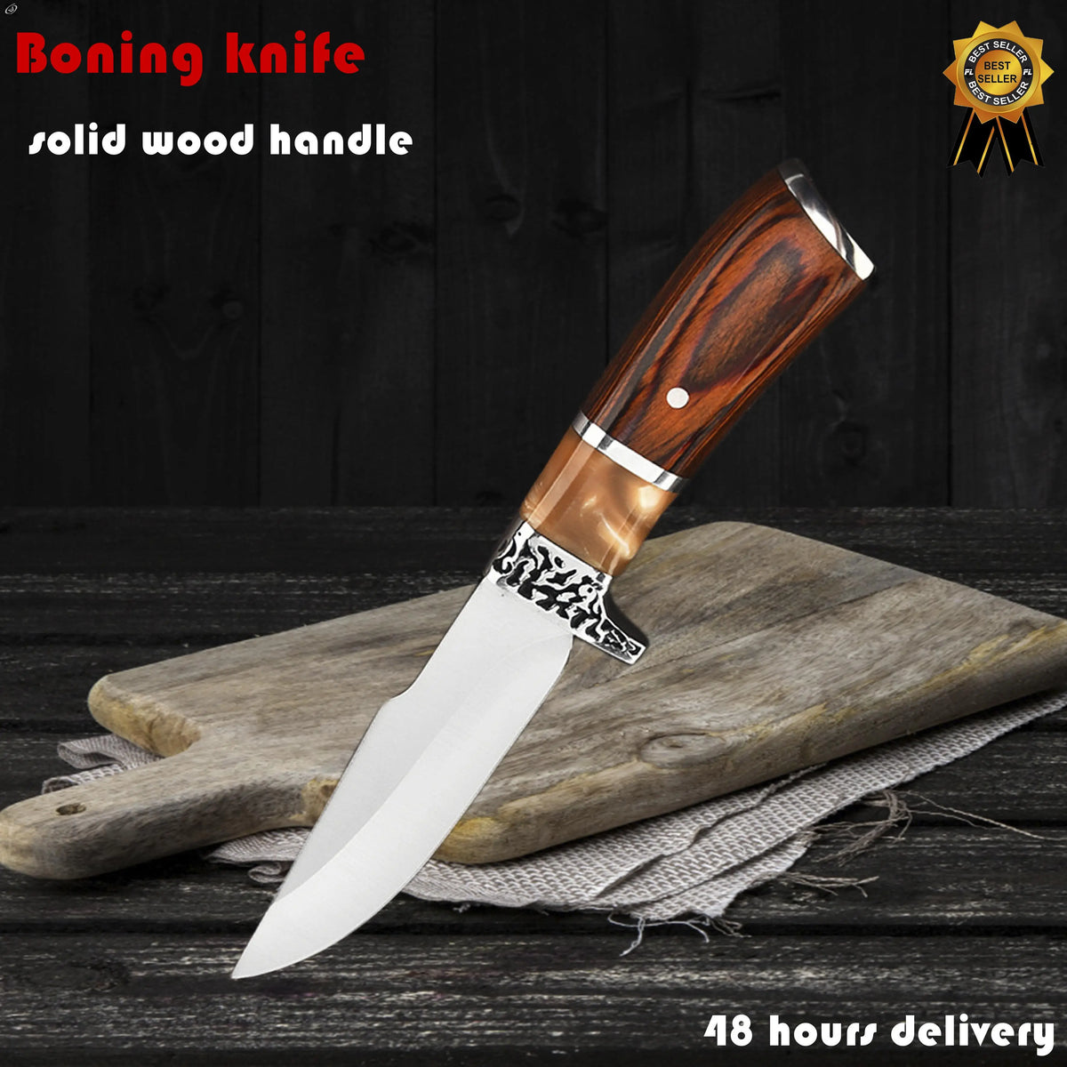 Stainless Steel Boning Knife – Forged Blade & Wood Handle Kitchen Knife Axl