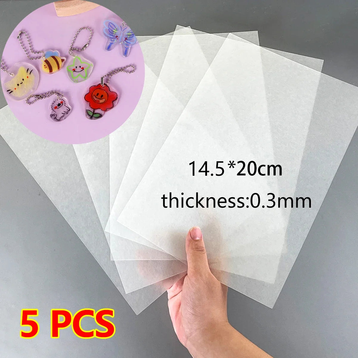 5-Pack Shrink Plastic Sheets – Blank DIY Heat Shrink Art Film Shrink Art Craft Sheets Axl translucent