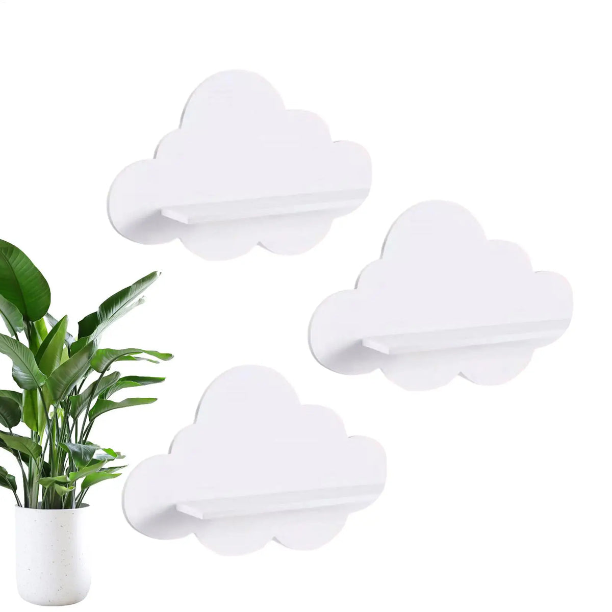 Cloud Shape Floating Wall Shelves – Set of 3 WPC Storage Rack Floating Wall Shelves Axl