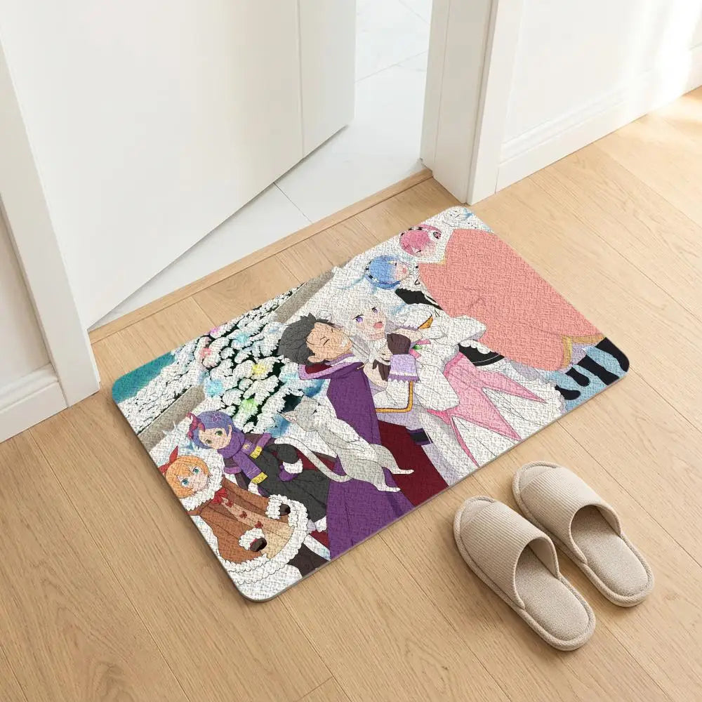 Diatomite Bath Mat – Quick Dry Anti-Slip ReZero Anime Design Diatomite Bath Mat Axl White1 30x45cm
