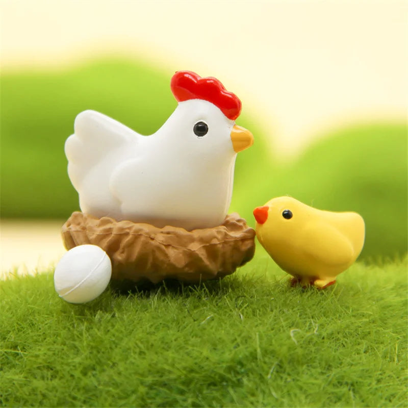 10-Piece Miniature Hen Chick Egg Nest Figurine Set | 1:12 Scale Miniature Figurine Set Axl