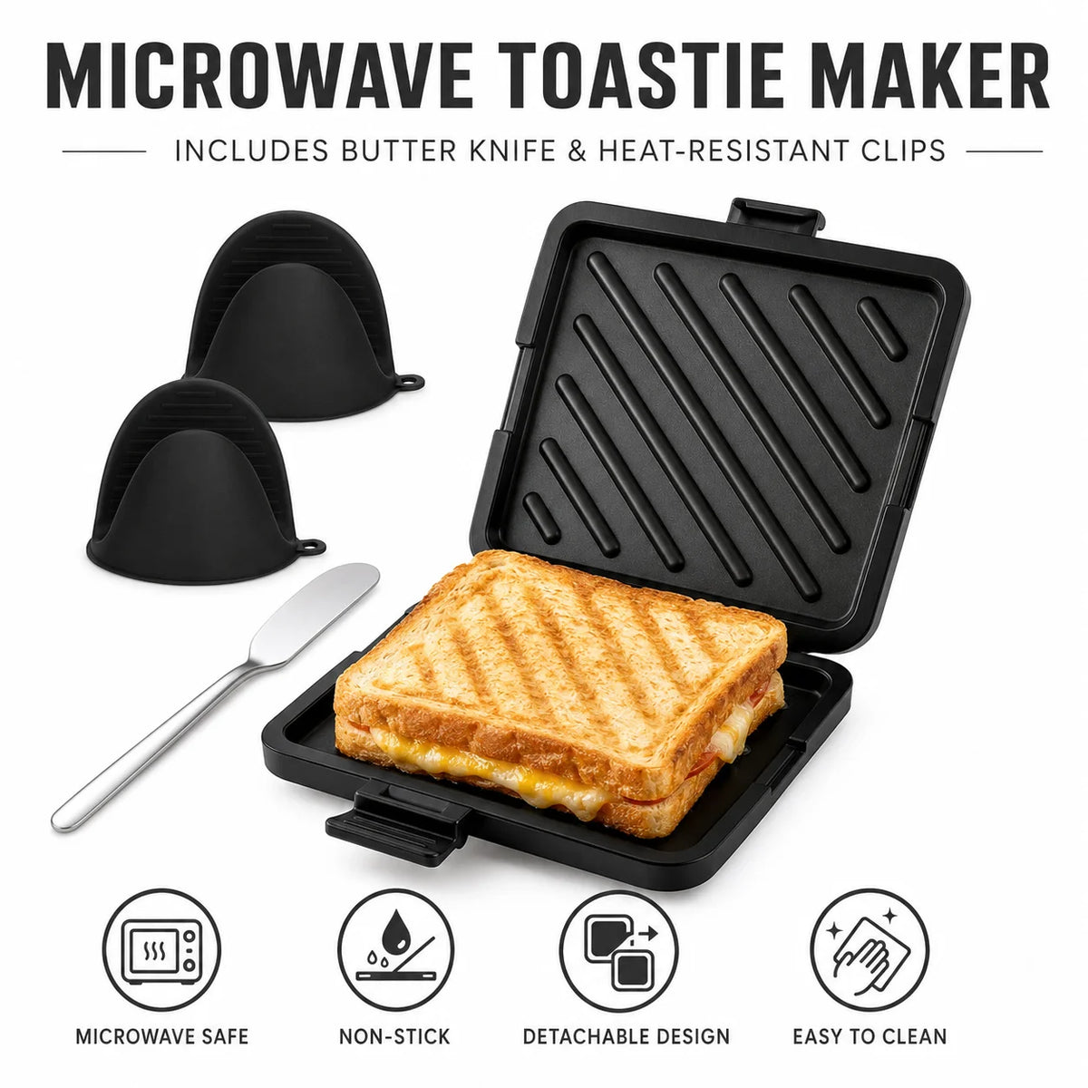 Microwave Sandwich Maker & Toastie Grill Pan with Silicone Mitts Microwave Grill Pan Axl