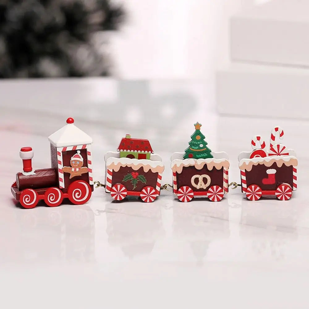 Wooden Christmas Train Decoration – Multicolor Cartoon Animal Christmas Wood Decor Axl