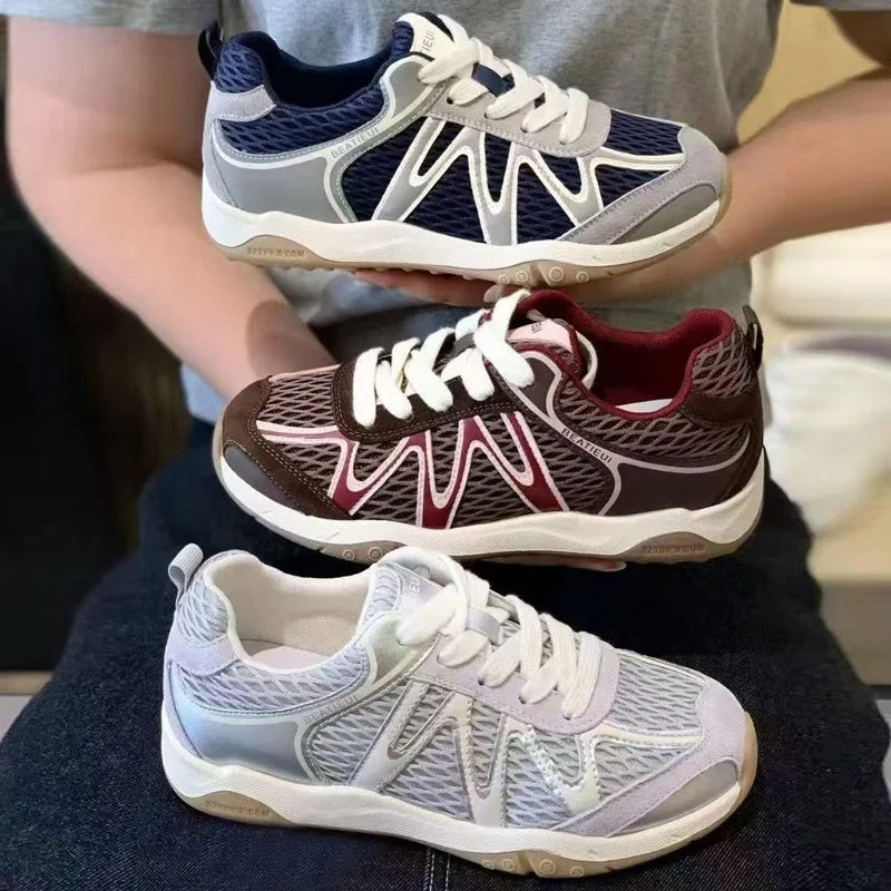 Women's Mesh Breathable Lace-Up Lightweight Walking Sneakers Women's Walking Sneakers Axl
