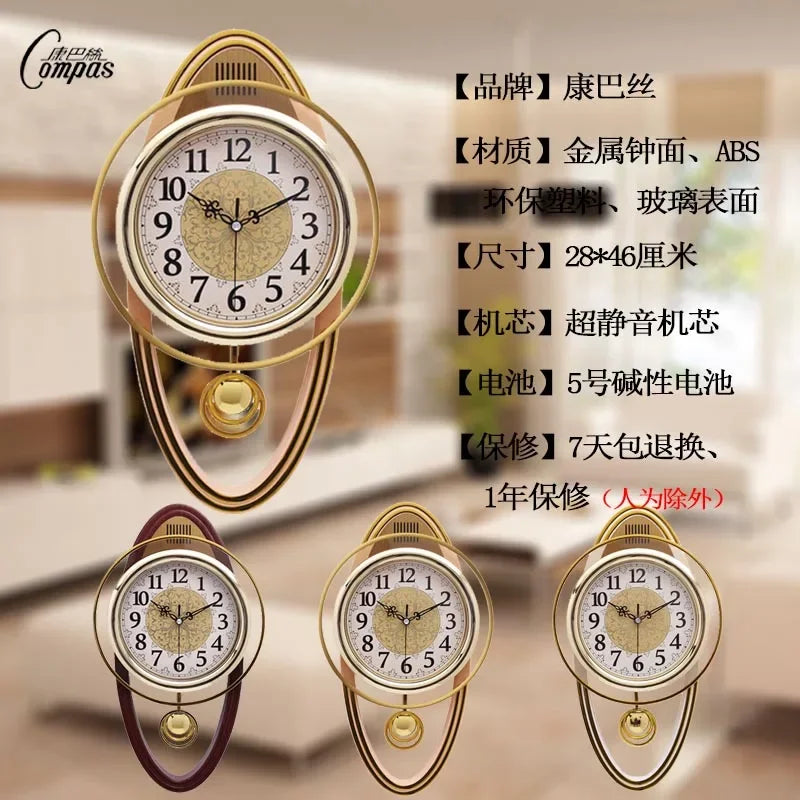 Vintage Pendulum Swing Wall Clock | Shabby Chic Quartz Decor Pendulum Wall Clock Axl