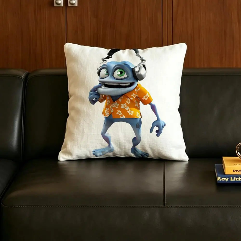 Cartoon Frog Linen Cushion Cover – Sofa, Bed & Chair Décor Decorative Cushion Cover Axl