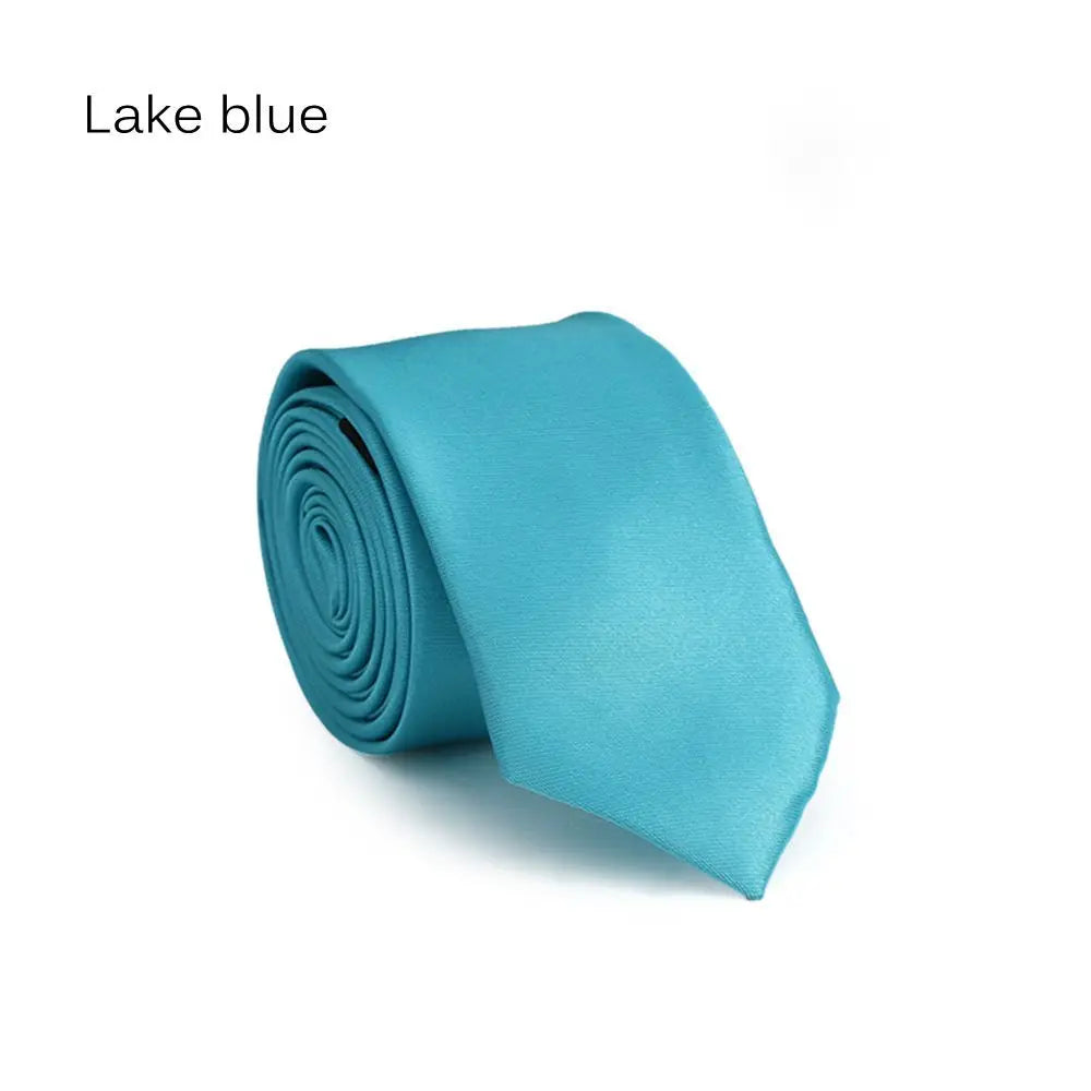 Men's Slim Solid Skinny Necktie – Faux Silk Wedding & Party Tie Men's Necktie Axl lake blue