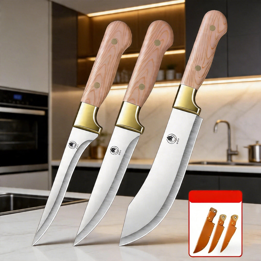 3-Piece Butcher Knife Set – Boning, Splitting & Utility Knives Butcher Knife Set Axl