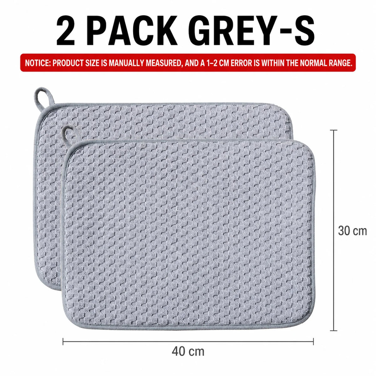 2-Pack Microfiber Dish Drying Mat – Absorbent Kitchen Counter Pad Dish Drying Mat Axl 2 Pack Grey-S All In One
