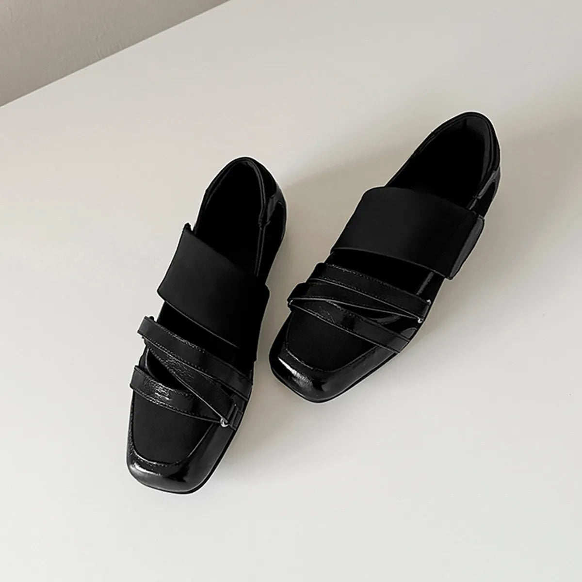 Women's Square Toe Ballet Flats – Retro Roman Breathable Loafers Women's Ballet Flats Axl Black 36