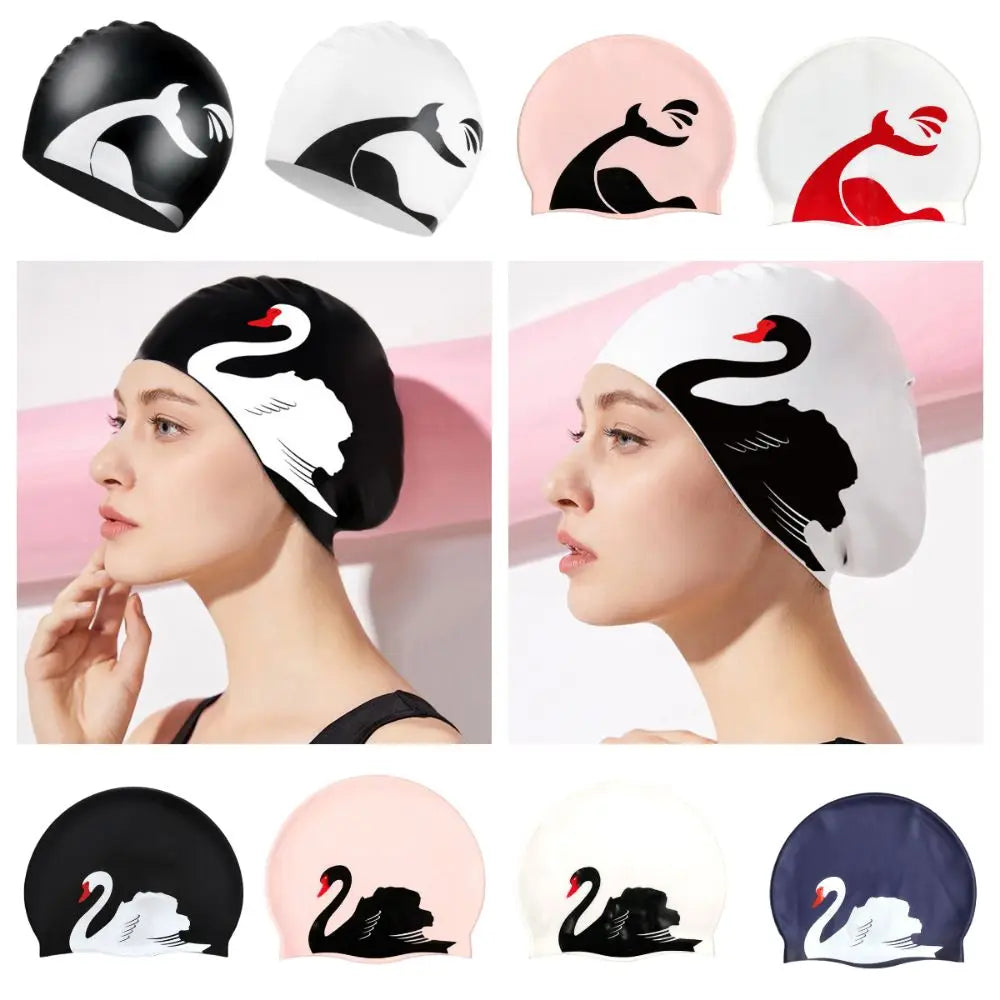 Plus Size Silicone Swim Cap – Printed, Waterproof & Ear Guard Silicone Swim Cap Axl