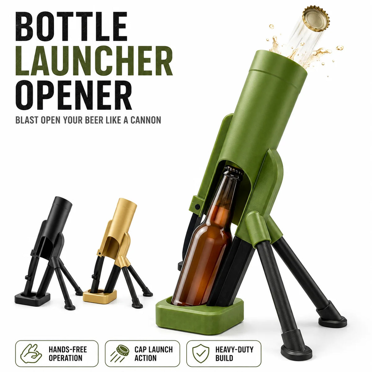 Mortar Bottle Opener Cap Launcher – Magnetic Beer Opener Gift Novelty Bottle Opener Axl