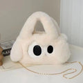 Big-Eyed Plush Fur Tote Bag – Women's Crossbody Shoulder Handbag Plush Tote Handbag Axl Beige