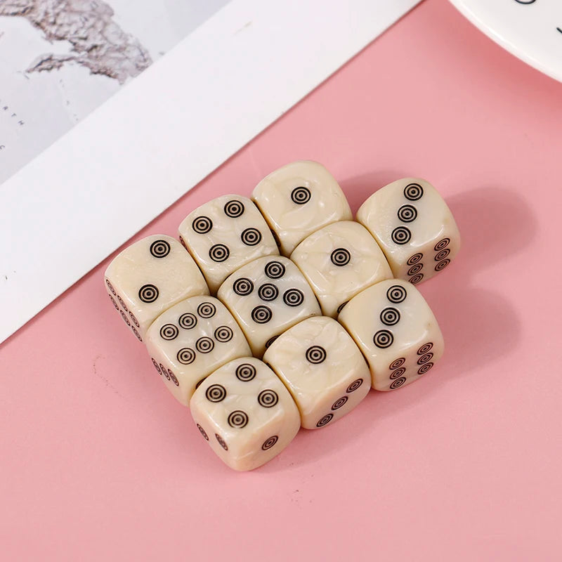 10-Pack 16mm Ivory Acrylic D6 Dice Set – Round Corner Board Game Board Game Dice Axl