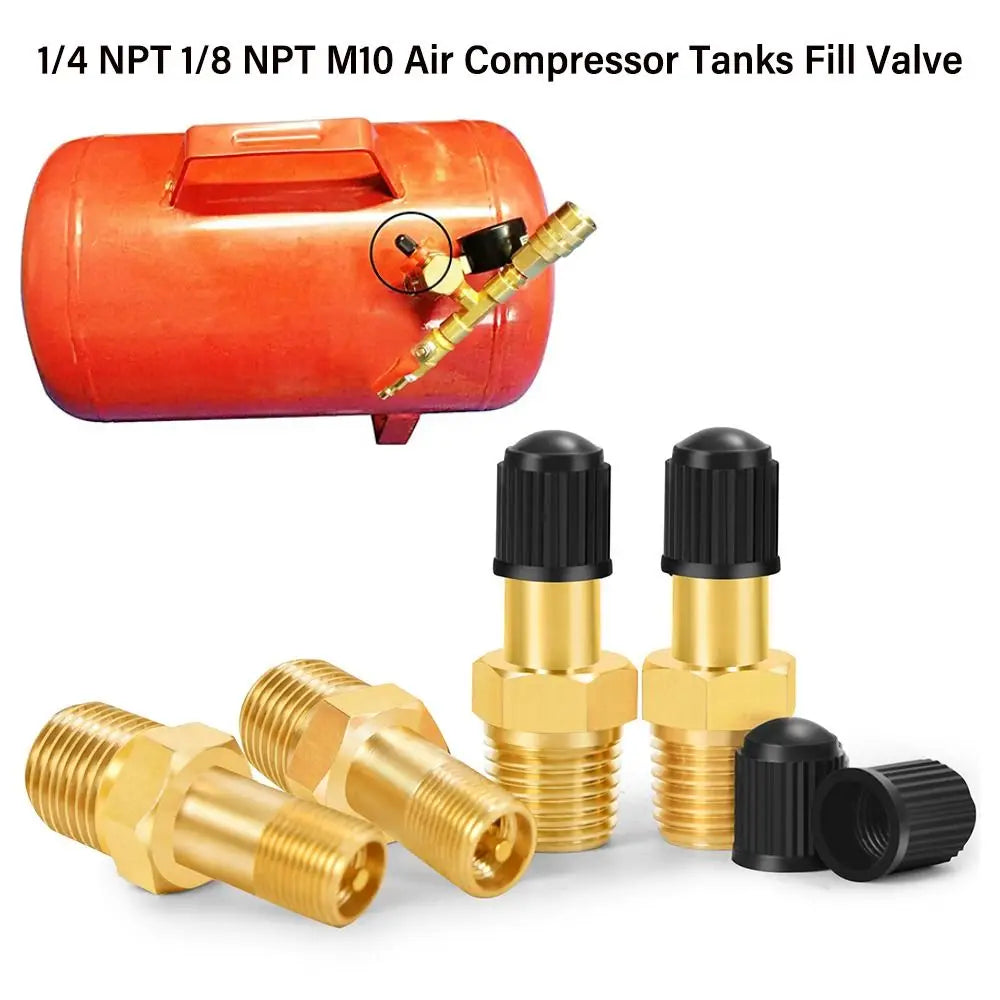Brass Schrader Fill Valve 1/4 NPT 1/8 NPT M10 | Air Tank Tire Air Tank Fill Valve Axl