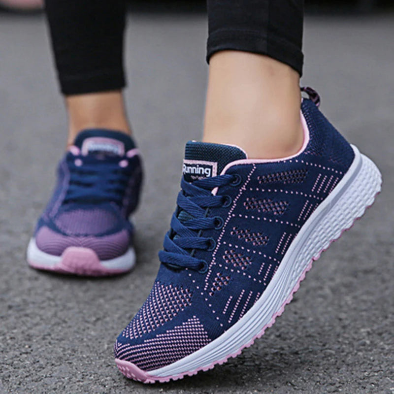 HAJINK Women's Breathable Mesh Flat Sneakers | Casual Walking Shoes Women's Flat Sneakers Axl Blue 38