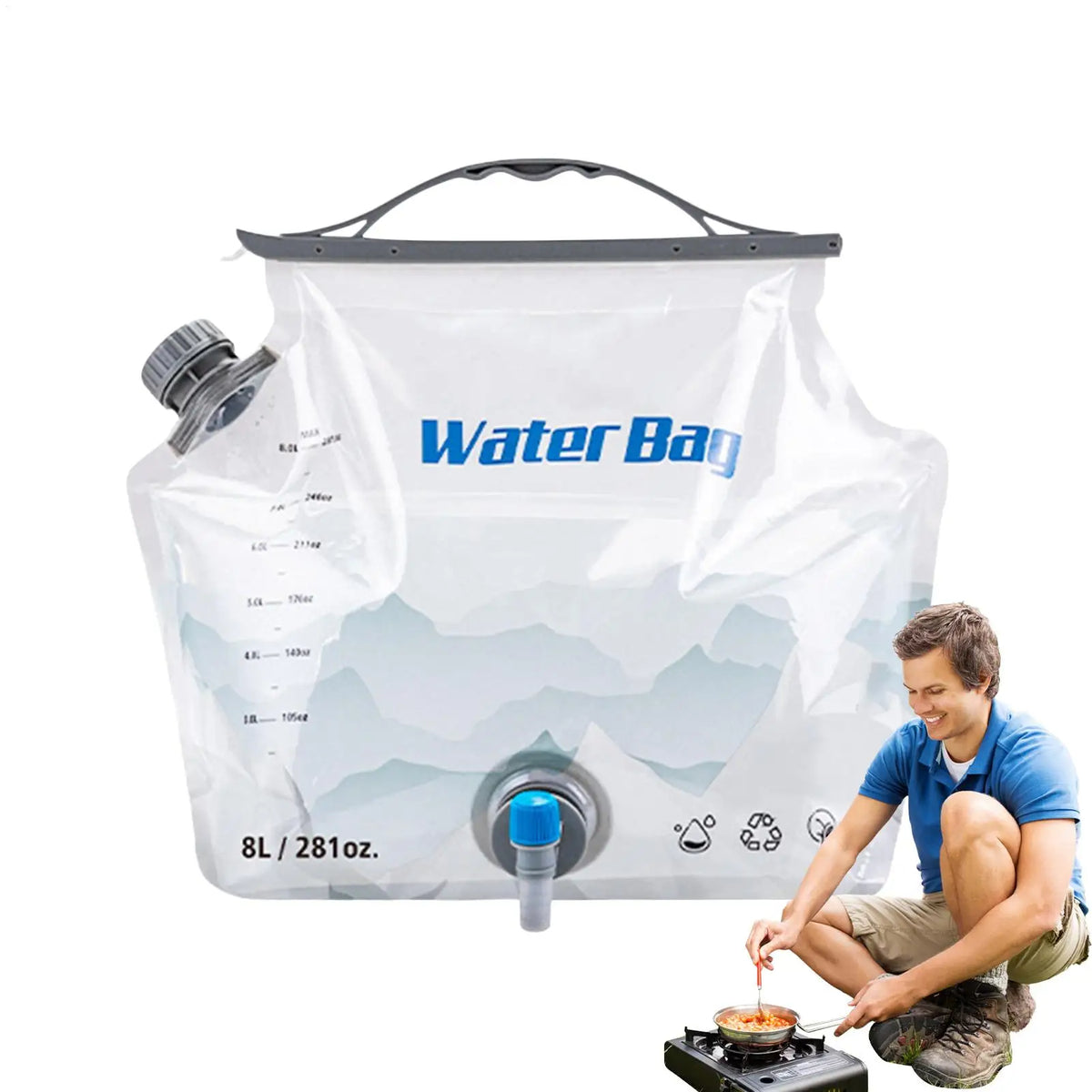 8L Foldable Camping Water Container Bag – Portable Canteen Foldable Water Container Axl
