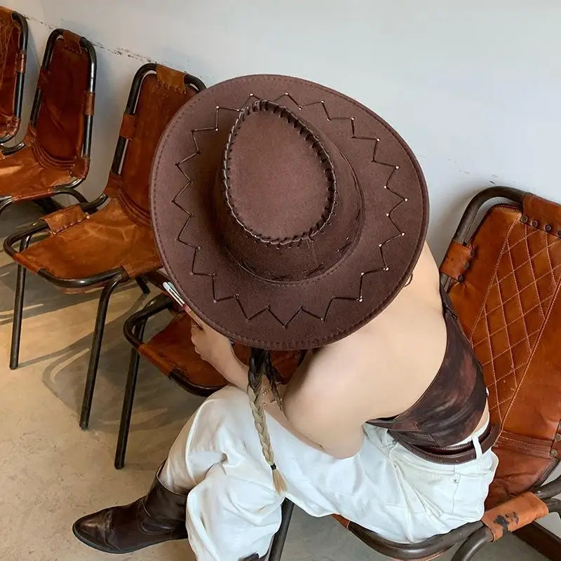 Unisex Western Cowboy Hat – Suede Cowgirl Cap for Parties Western Cowboy Hat Axl