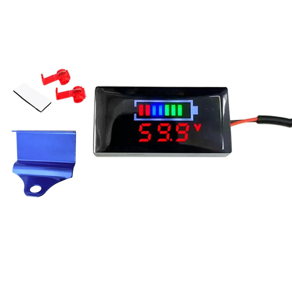 Mini LED Digital Voltmeter DC 12V–150V | Motorcycle & EV Digital Panel Voltmeter Axl Bracket blue Red China Mainland