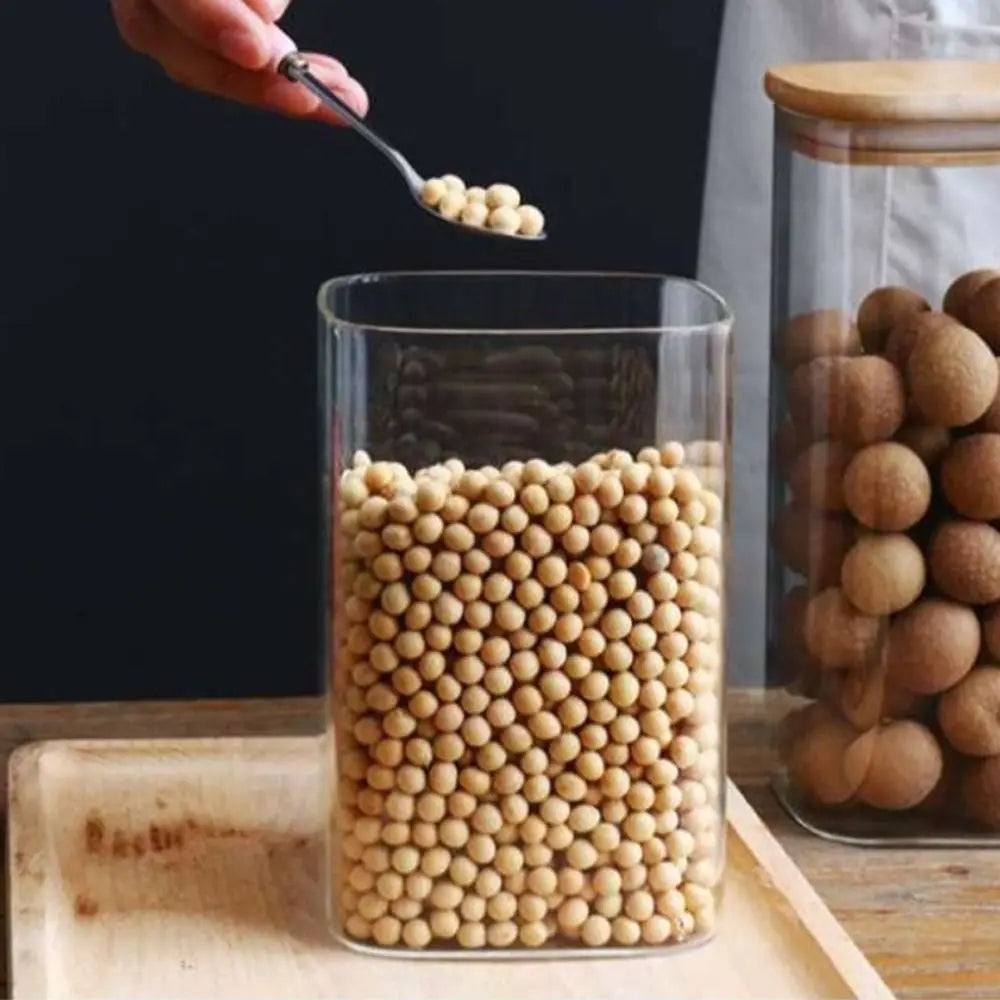 Glass Storage Jars with Bamboo Lid – Airtight Spice & Snack Jars Glass Storage Jar Axl