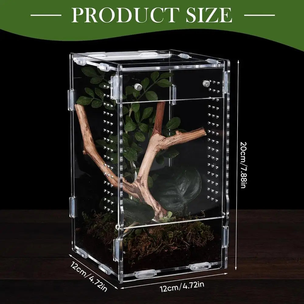 Acrylic Jumping Spider Enclosure – Escape Proof Front Opening Spider Habitat Enclosure Axl 12x12x20cm