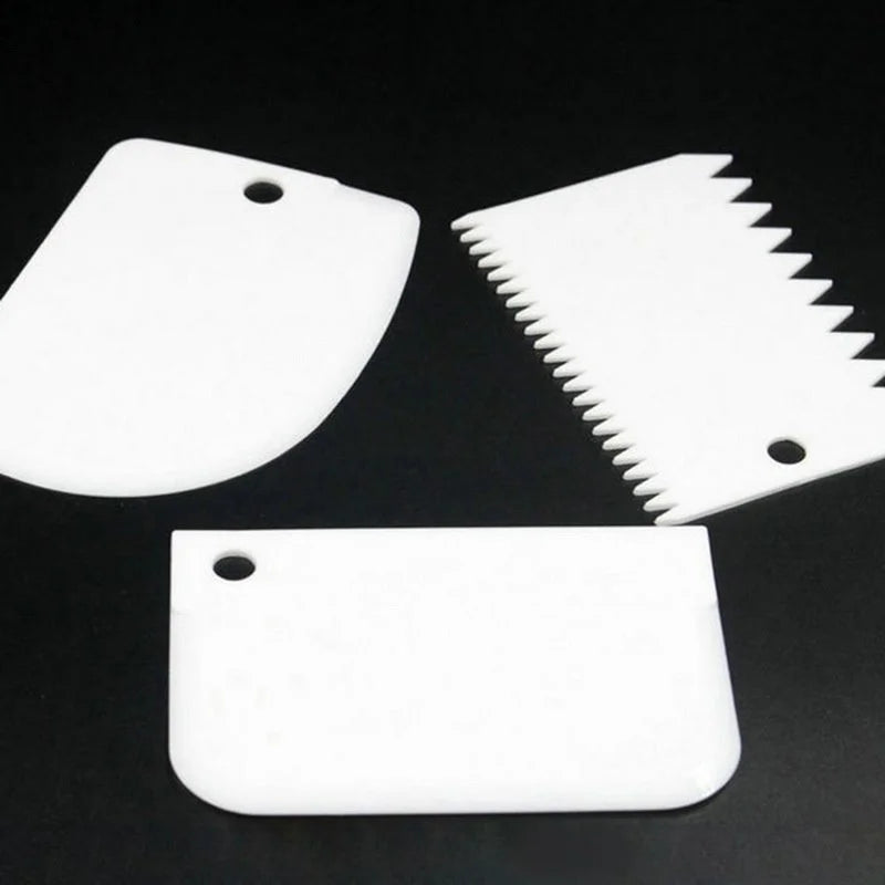3-Piece Silicone Cake Scraper Set – Dough Cutter & Spatula Baking Scraper Set Axl
