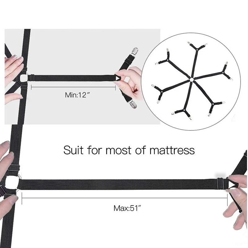 12-Clip Adjustable Elastic Bed Sheet Holder & Mattress Fasteners Bed Sheet Fasteners Axl
