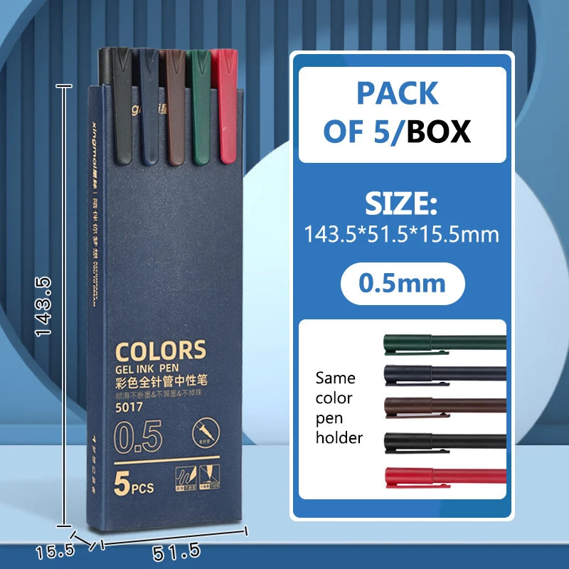 5-Pack Macaron Kawaii Gel Pens – 0.5mm Colorful Writing Set Gel Pen Set Axl A6