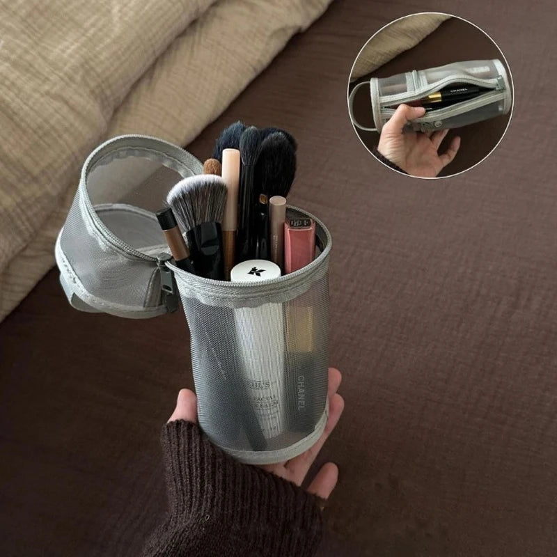 Mesh Makeup Brush Bag – Stand-Up Travel Brush Holder Case Makeup Brush Bag Axl
