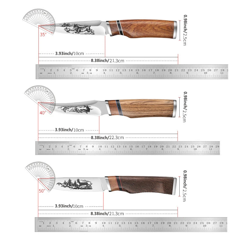 Boning Knife – Patterned Blade & Handcrafted Wooden Handle Boning Knife Axl