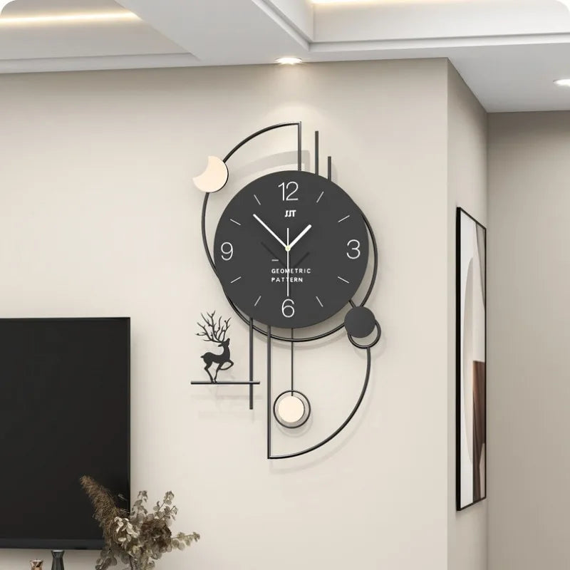 Modern Silent Wall Clock – Nordic Metal Minimalist 37x64cm Silent Wall Clock Axl