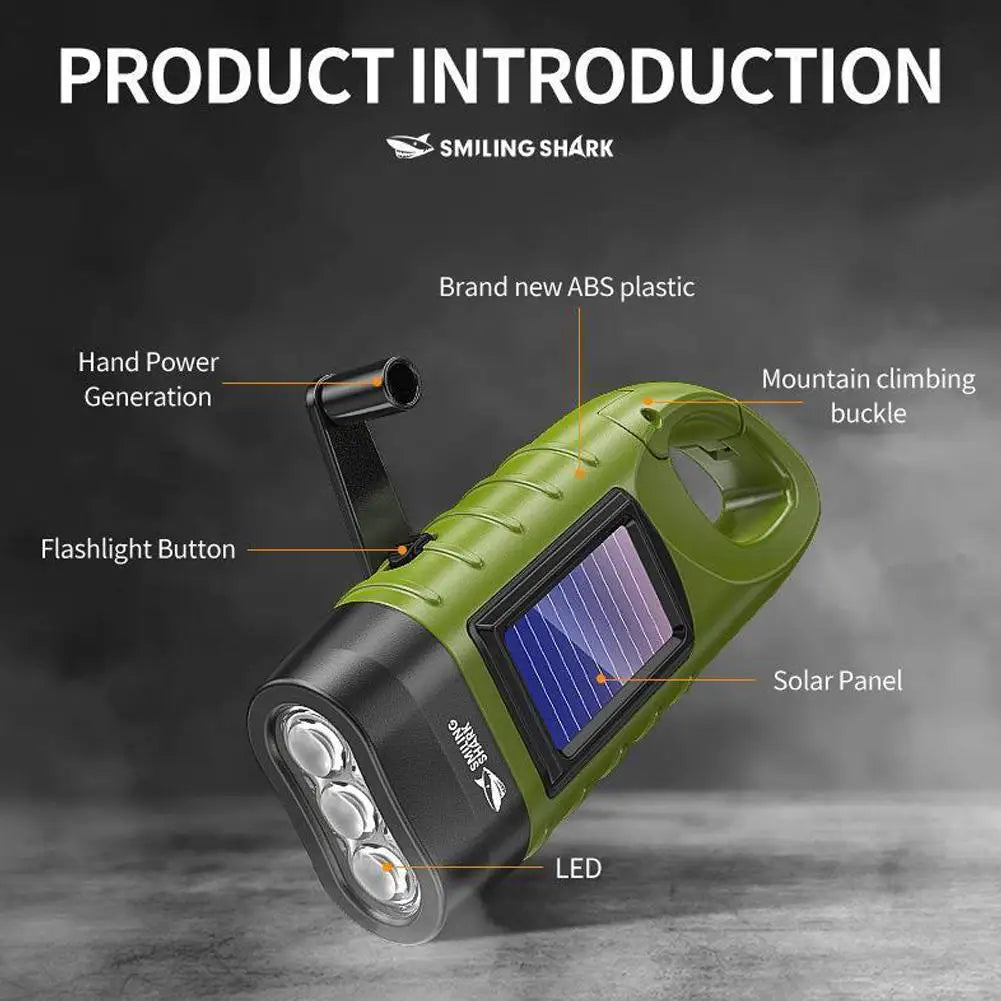 Solar Hand Crank LED Flashlight – Emergency Camping Lamp Solar Crank Flashlight Axl