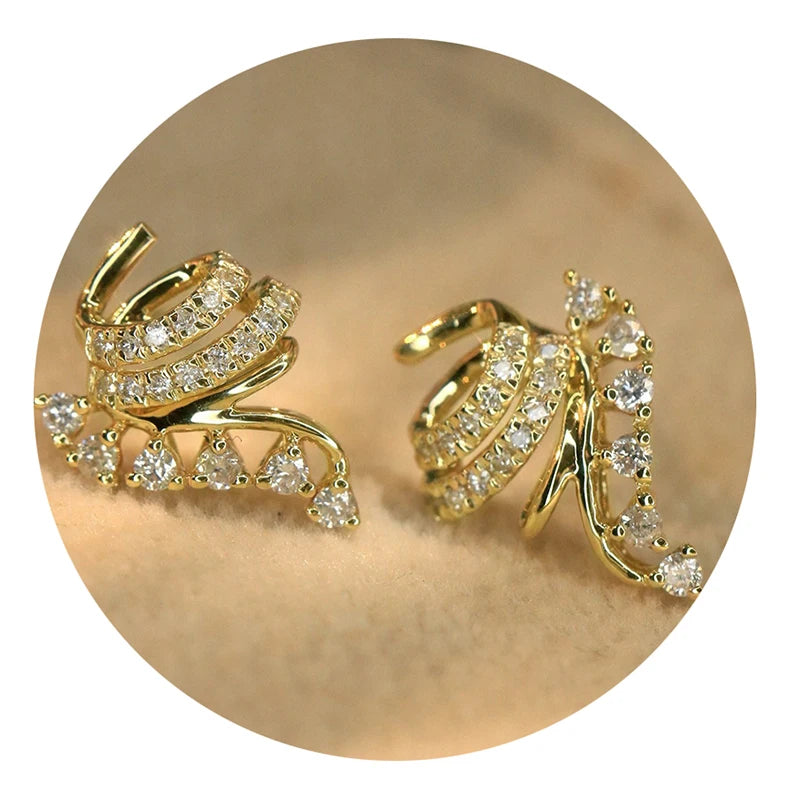Huitan Spiral Cubic Zirconia Stud Earrings for Women Stud Earrings Axl