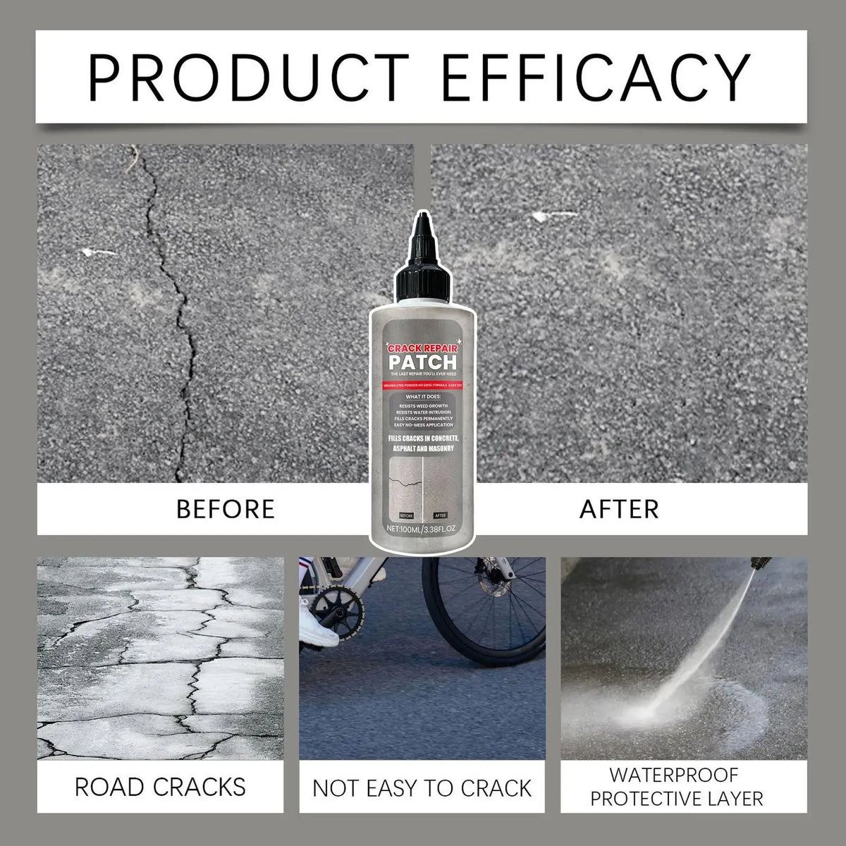 Concrete Crack Filler – Self-Leveling Quick-Dry Sealant 100ml Crack Repair Sealant Axl